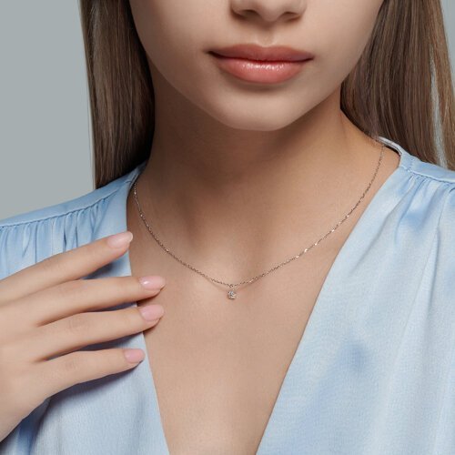 Колье из белого золота с бриллиантом (Арт.1070184-3)