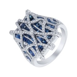 Кольцо из белого золота с бриллиантом и сапфиром (Арт.r13982s-dn_ko_sa_wg)