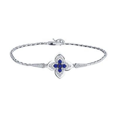 Браслет из белого золота с бриллиантами и сапфирами (Арт.2050077-3)