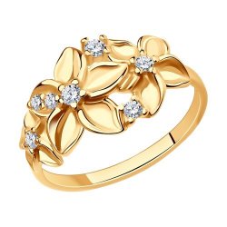 Кольцо из золочёного серебра с фианитами (Арт.93-110-01637-1)