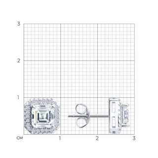 Серьги из серебра с фианитами «Ледяной квадрат» Соколов (арт.9402)