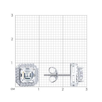 Серьги из серебра с фианитами «Ледяной квадрат» Соколов (арт.9402)