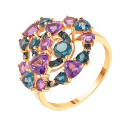 Кольцо из золота с аметистом и бриллиантом (Арт.r28288_dl_dn_am_lt_pink)