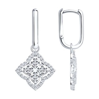 Серьги из серебра с фианитами «Цветок Света» Соколов (арт.94027309)