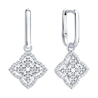 Серьги из серебра с фианитами «Цветок Света» Соколов (арт.94027309)