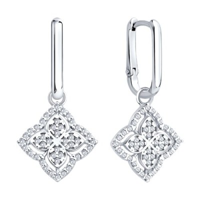 Серьги из серебра с фианитами «Цветок Света» Соколов (арт.94027309)