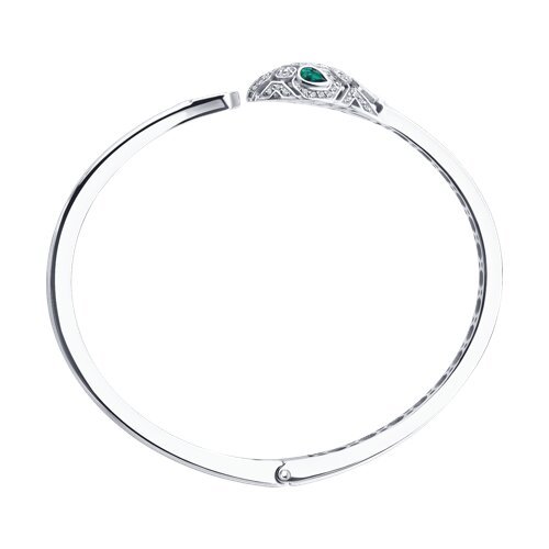Браслет из белого золота с бриллиантами и изумрудами (Арт.3050057-3)
