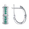 Серьги из белого золота с бриллиантами и изумрудами (Арт.3020561-3)