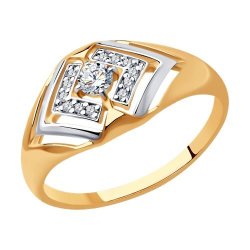 Кольцо из золочёного серебра с фианитами (Арт.93010798)