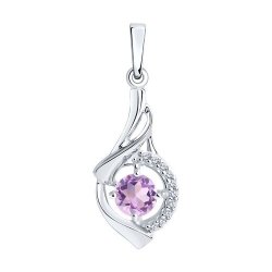 Подвеска из серебра с аметистом и фианитами (Арт.94-330-00379-3)