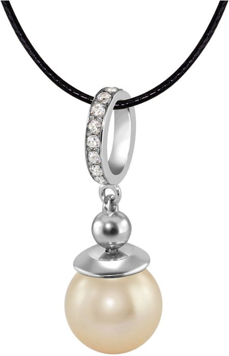 Кулон из серебра с жемчугом и куб. цирконием (Арт.aap-1-b-10-5-s)