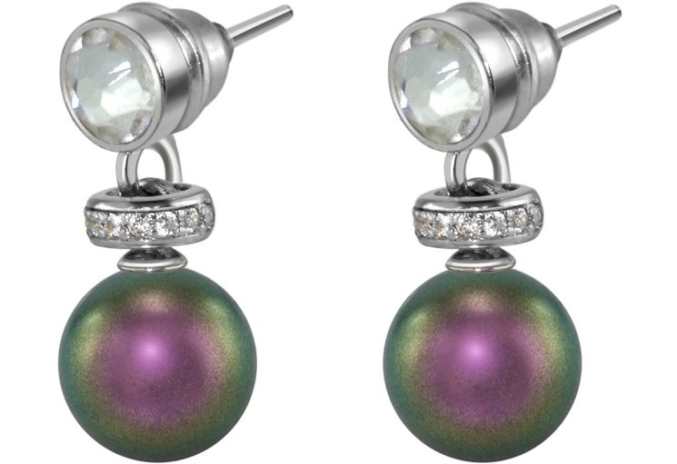 Серьги из серебра с жемчугом и кристаллом swarovski (Арт.abs-3-8-19-s)
