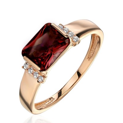 Кольцо с гранатом и фианитами «New Colour Flame» золото Estet (арт.01К3115435-2)