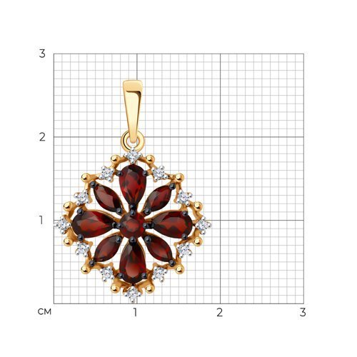 Подвеска золотая пробы 585 с гранатом (Арт.51-330-02484-1)