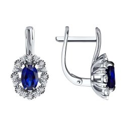 Серьги из белого золота с бриллиантами и сапфирами (Арт.52-220-01999-1)
