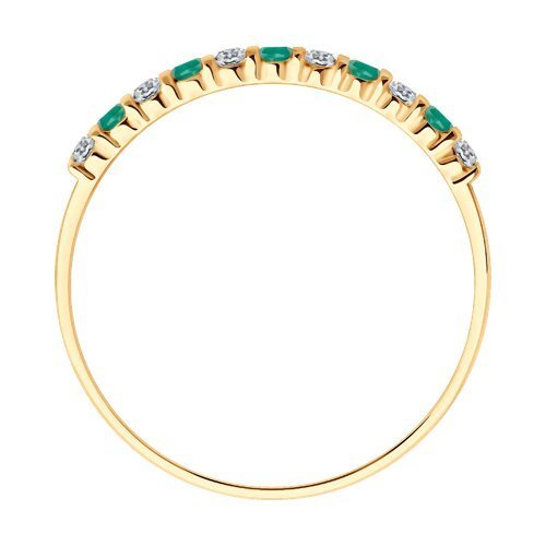 Кольцо золотое с хризопразом и фианитами «Изумрудная линия» Соколов (арт.717109)