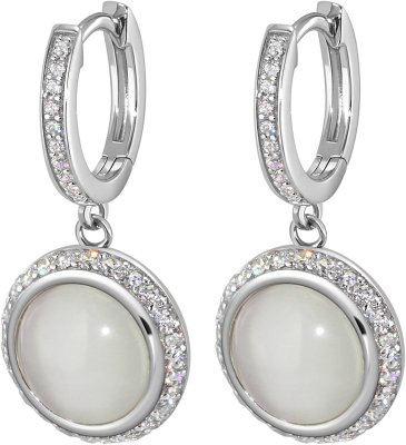 Серьги из серебра с кошачим глазом и куб. цирконием (Арт.fgs-2-10-h-16-s)