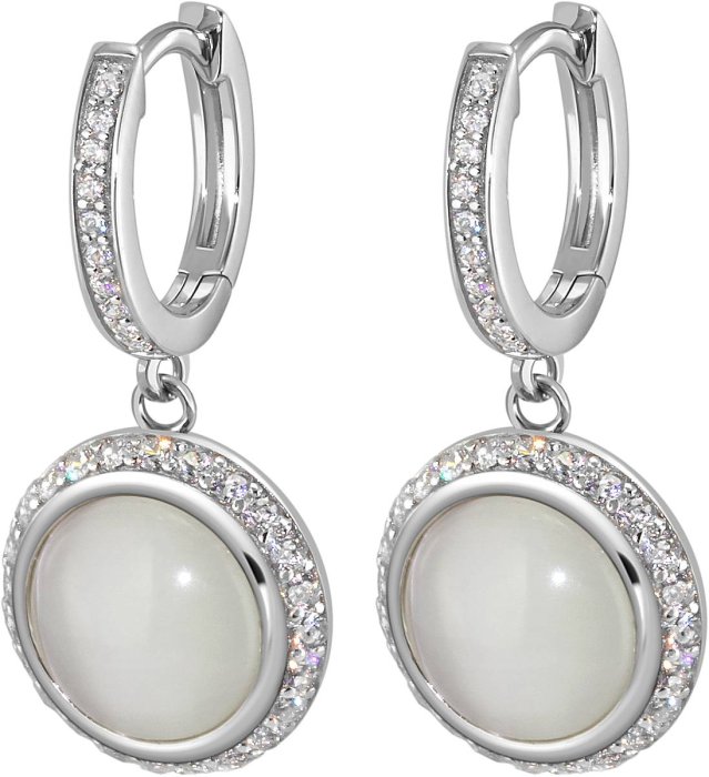 Серьги из серебра с кошачим глазом и куб. цирконием (Арт.fgs-2-10-h-16-s)