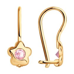 Серьги из золота с розовыми фианитами (Арт.027226)