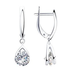 Серьги из серебра с фианитами (Арт.94023280)