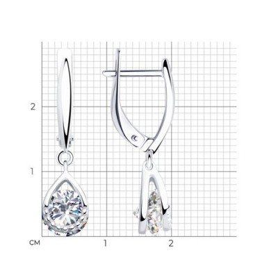 Серьги из серебра с фианитом «Капля света» Соколов (арт.94023280)