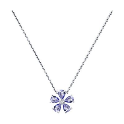 Колье из белого золота с бриллиантом и танзанитами «Лавандовый Цветок» SOKOLOV (арт.6074)