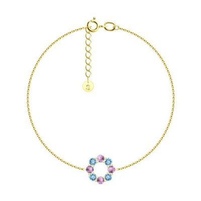 Браслет золотой с аметистом и топазом «Цветок рассвета» Соколов (арт.750585-2)