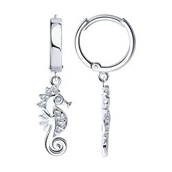 Серьги из серебра с фианитами (Арт.94025720)