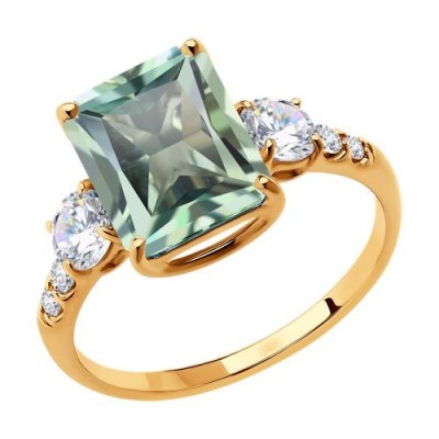 Кольцо золотое пробы 585 с празиолитом (Арт.716335)