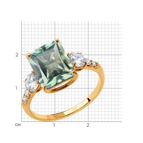 Кольцо золотое пробы 585 с празиолитом (Арт.716335)