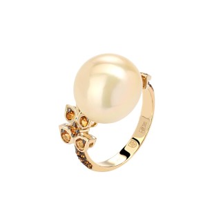 Кольцо золото с жемчугом и цитрином «Aphrodite Blossom» Estet (арт.01К3311218-1)