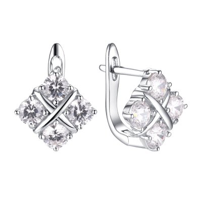 Серьги из серебра с фианитом (Арт.cz-e01272-x-w-w-x-x)