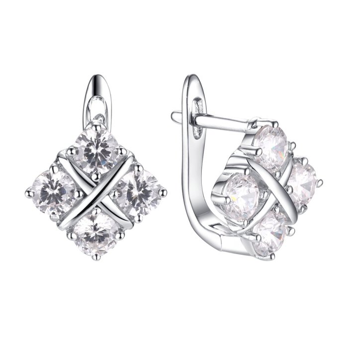 Серьги из серебра с фианитом (Арт.cz-e01272-x-w-w-x-x)