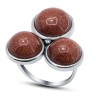 Кольцо серебряное с авантюрином и куб. цирконием «Три искры» MyJewels (арт.21sr0820r-97_avantyurin_kubcirkonii)