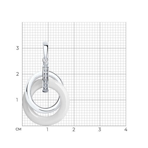 Подвеска из серебра с керамической вставкой и фианитами (Арт.94032907)