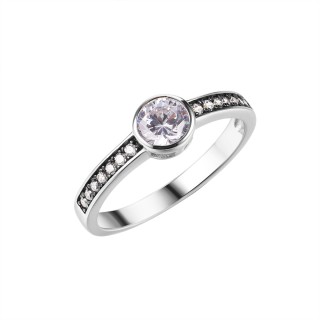 Кольцо серебряное с фианитом «Matrix Shine» Fresh Jewelry (арт.CZ-R00634-X-WB-W-X-W)