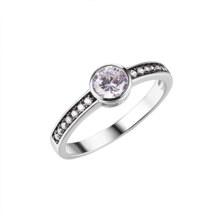 Кольцо из серебра с фианитом (Арт.cz-r00634-x-wb-w-x-w)