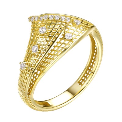 Кольцо серебряное с фианитами «Gaudi Lemon Shine» Fresh Jewelry (арт.FA-R02289-X-L-X-X-W)
