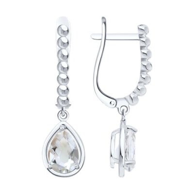Серьги из серебра с горным хрусталём «Капля Сияния» Соколов (арт.9202)