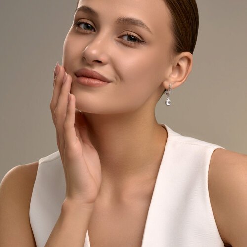 Серьги из серебра с горным хрусталем (Арт.92025330)