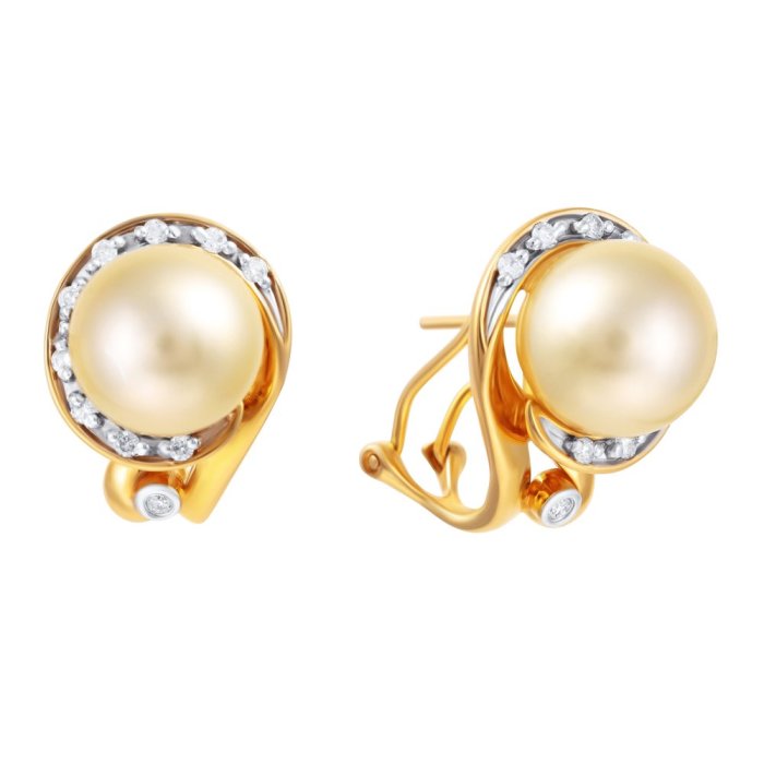 Серьги из золота с бриллиантом и жемчугом (Арт.aae3489_sr_wp_yg)
