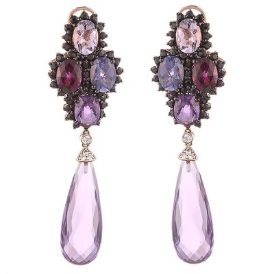 Серьги из золота с бриллиантом и сапфиром (Арт.aas-3344e_sr_bsa_mc_pink)