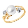 Кольцо из золоченого серебра с жемчугом и фианитами «Перламутровый Вальс» SOKOLOV (арт.93-310-01961-1)