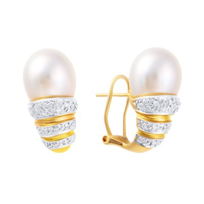 Серьги золото с бриллиантами и жемчугом «Перламутровый Шарм» My Jewels (арт.AAS_E0911_WP_YG)