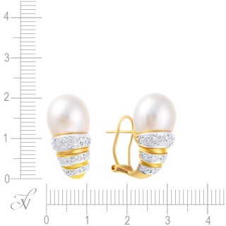 Серьги золото с бриллиантами и жемчугом «Перламутровый Шарм» My Jewels (арт.AAS_E0911_WP_YG)