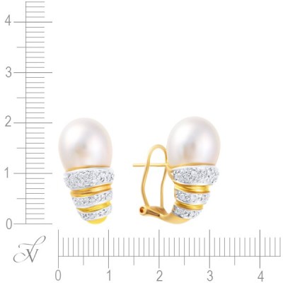 Серьги золото с бриллиантами и жемчугом «Перламутровый Шарм» My Jewels (арт.AAS_E0911_WP_YG)