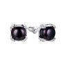 Серьги серебряные с жемчугом и фианитами «Nautilus Noir» Fresh Jewelry (арт.PI-E02898-X-W-PNB-X-W)