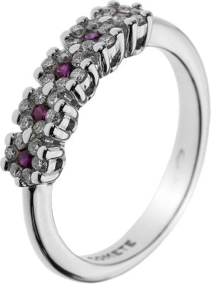 Кольцо из белого золота с бриллиантом и рубином (Арт.anb_1141)