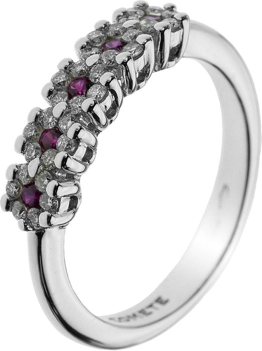 Кольцо из белого золота с бриллиантом и рубином (Арт.anb_1141)