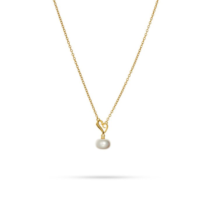 Ожерелье из серебра с жемчугом и фианитом (Арт.pi-n2502-2-x-l-pn-x-w)